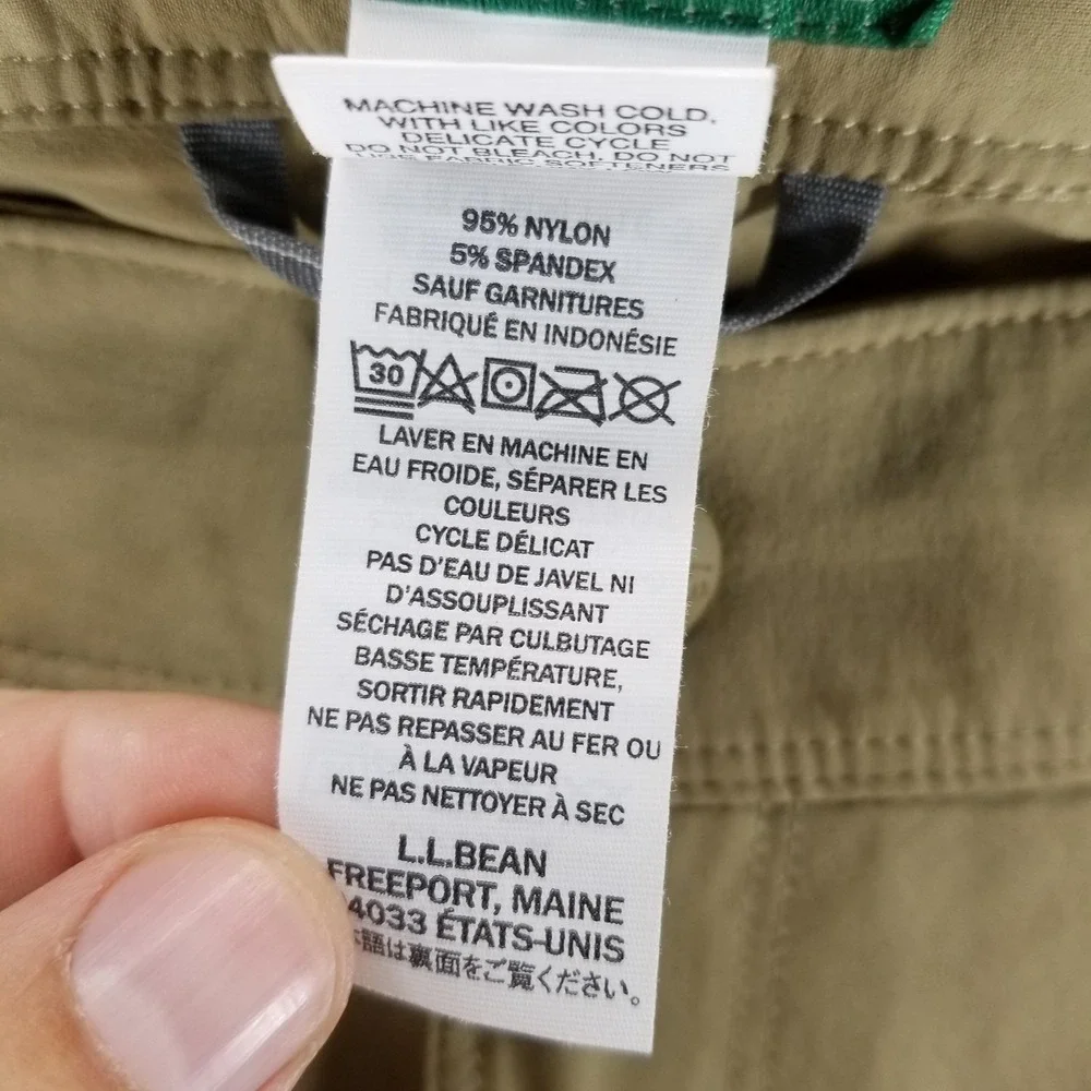 LL Bean Pants Mens 38x32 Beige Cresta Nylon Cargo Hiking Outdoor Travel Trail